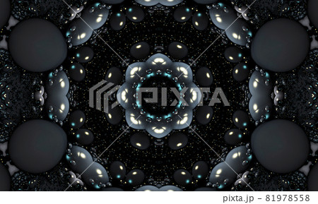 Festive kaleidoscope with helium balloons. Celebrate a birthday, Poster, banner happy anniversary. Realistic decorative design elements. Ballon with ribbon, black color. 81978558