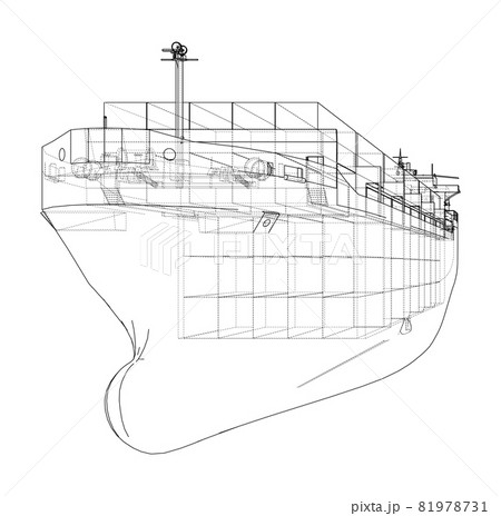 Cargo ship with containers. Vector Cargo ship with containers. Vector 81978731