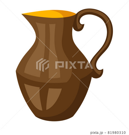 Happy Hanukkah illustration of clay jug. Icon in cartoon style. 81980310