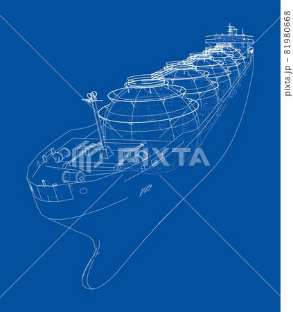 Large gas tanker or LNG carrier. Vector Large gas tanker or LNG carrier. Vector 81980668