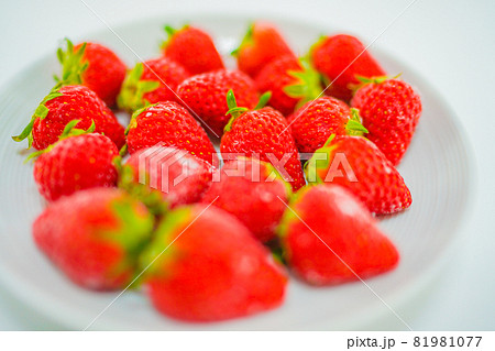 冷凍イチゴと白い皿 冷凍イチゴと白い皿 81981077