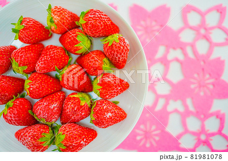 冷凍イチゴと白い皿 冷凍イチゴと白い皿 81981078