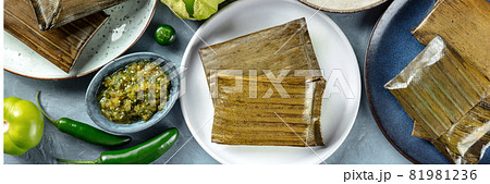 Tamales oaxaquenos panorama, traditional dish of the cuisine of Mexico 81981236