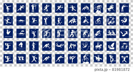 Summer sport pictogram dark Blue square frame Summer sport pictogram dark Blue square frame 81981872