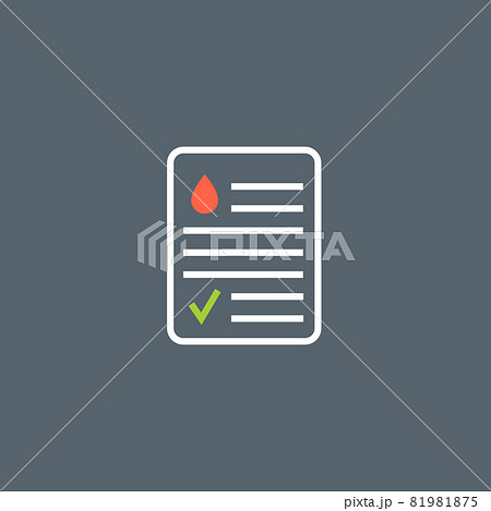 Blood test result lab report health vector icon. Medical checklist patient paperwork, blood test 81981875