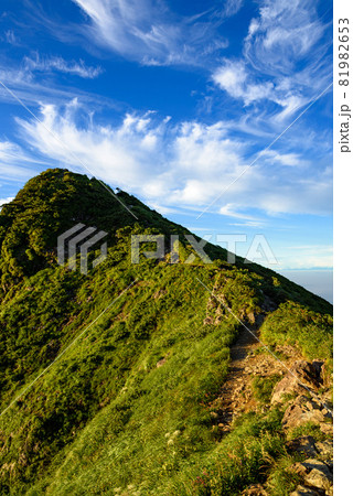 夏空と早朝の谷川岳トマの耳 夏空と早朝の谷川岳トマの耳 81982653