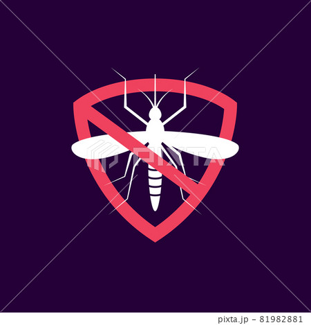 Repellent mosquito stop sign icon. Malaria pest insect anti mosquito warning symbol 81982881