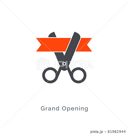 Grand opening scissor ribbon icon ceremony. Establish open business flat inauguration sign Grand opening scissor ribbon icon ceremony. Establish open business flat inauguration sign 81982944