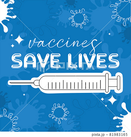 Vaccine save lives retro poster with a sketch of a syringe 81983165