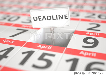 DEADLINE plate on April 8 in a calendar, 3d rendering 81984577