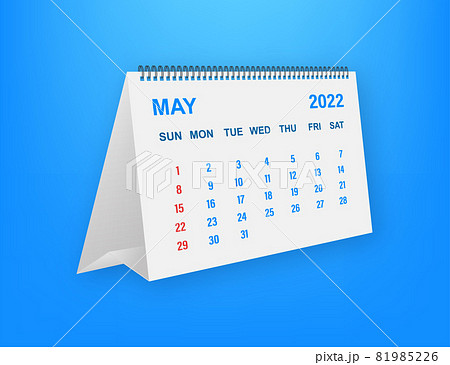 May 2022 Calendar Leaf. Calendar 2022 in flat style. Vector illustration. May 2022 Calendar Leaf. Calendar 2022 in flat style. Vector illustration. 81985226
