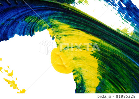 blue green yellow abstract acrylic painting color texture on white paper background by using inkblot method 81985228