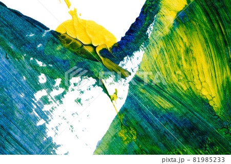 blue green yellow abstract acrylic painting color texture on white paper background by using inkblot method blue green yellow abstract acrylic painting color texture on white paper background by using inkblot method 81985233