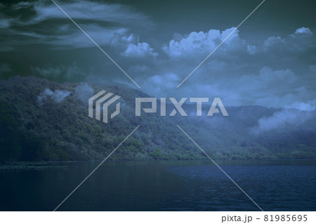 Beautiful lake view with the hill 81985695