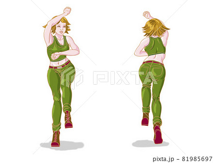 腕を振りながらステップするダンサー 81985697