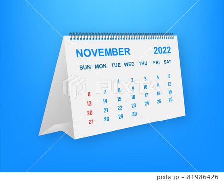 November 2022 Calendar Leaf. Calendar 2022 in flat style. Vector illustration. 81986426