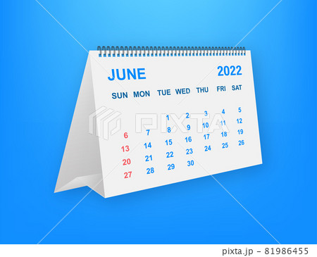 June 2022 Calendar Leaf. Calendar 2022 in flat style. Vector illustration. June 2022 Calendar Leaf. Calendar 2022 in flat style. Vector illustration. 81986455