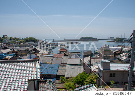 広島県福山市鞆町　鞆の浦鞆城跡からの絶景鞆港 81986547