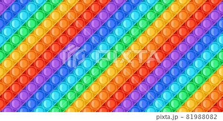 Cartoon rainbow pop it toy bubbles seamless pattern. Antistress sensory push toys. Trendy relaxation pop fidget game colorful vector texture Cartoon rainbow pop it toy bubbles seamless pattern. Antistress sensory push toys. Trendy relaxation pop fidget game colorful vector texture 81988082