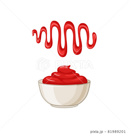 Ketchup. Bowl with sauce on a white isolated... - Stock Illustration  [81989201] - PIXTA
