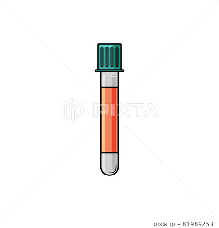 Medical test tube closed on a white isolated background. Collecting tests. Vector illustration of a cartoon. 81989253