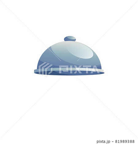 Flat cartoon cloche tray,restaurant and cafe tableware,catering vector illustration concept 81989388