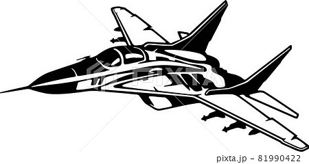 Military Fighter aircraft detailed silhouette. isolated on a white background 81990422