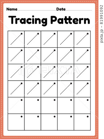 tracing pattern right slanting lines worksheet stock illustration 81991092 pixta