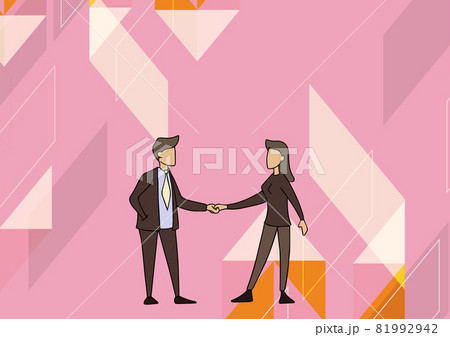 Man And Woman Drawing Standing Facing Towards Each Other Holding Hands. Businesswoman And Businessman Design Hand Hold Looking Forward Showing Agreement. Man And Woman Drawing Standing Facing Towards Each Other Holding Hands. Businesswoman And Businessman Design Hand Hold Looking Forward Showing Agreement. 81992942