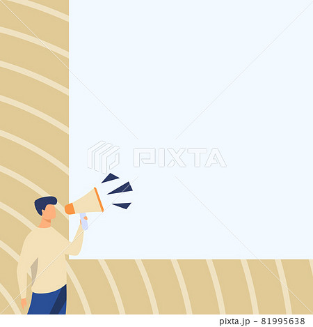 Businessman Drawing Talking Through Megaphone Making Wonderful New Announcement. Man Drawing Speaking At Bullhorn Producing Brilliant Late Advertisement. Businessman Drawing Talking Through Megaphone Making Wonderful New Announcement. Man Drawing Speaking At Bullhorn Producing Brilliant Late Advertisement. 81995638