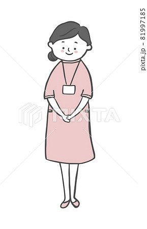 笑顔で立つ女性看護師のイラスト素材