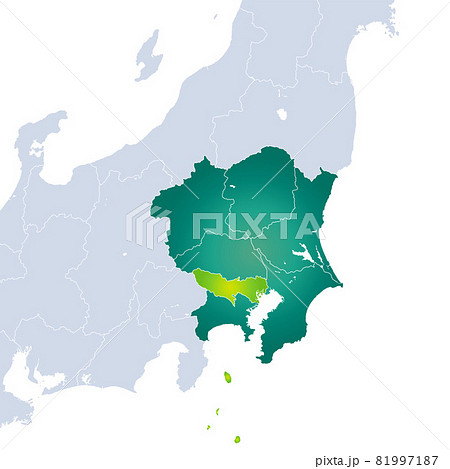 東京都地図と関東地方のイラスト素材