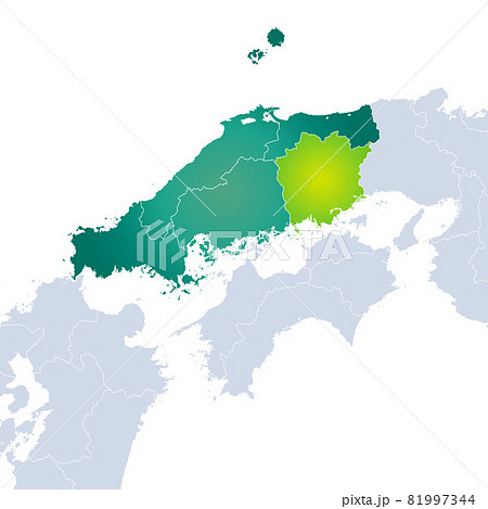 岡山県地図と中国地方