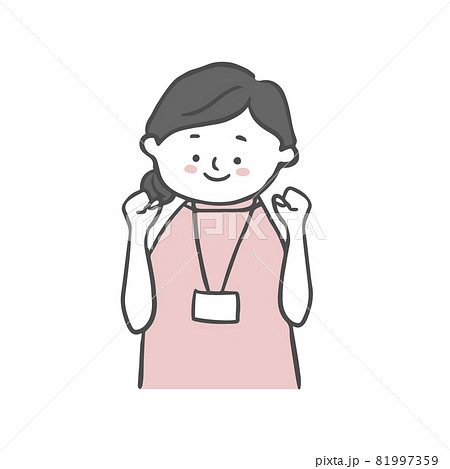 ガッツポーズをする女性看護師のイラスト素材