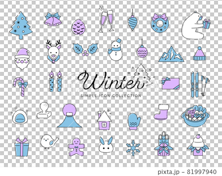 Winter simple line art icon set 01 / Christmas,... - Stock Illustration ...