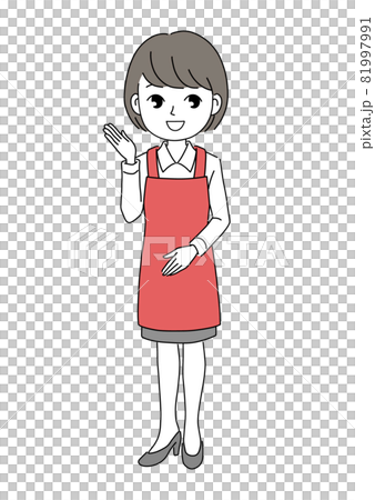 スーパーマーケットで働く笑顔の女性のイラスト素材のイラスト素材