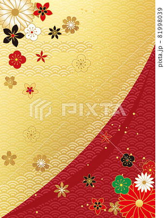 和柄_金箔赤背景_縦型957のイラスト素材 [81998039] - PIXTA