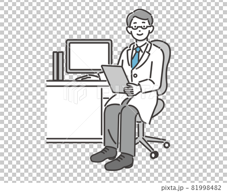 Vector illustration material / examination / patient of a doctor who gives advice to a patient in a hospital examination room Vector illustration material / examination / patient of a doctor who gives advice to a patient in a hospital examination room 81998482
