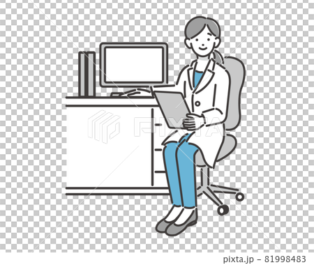 Vector illustration material / examination / patient of a female doctor giving advice to a patient in a hospital examination room 81998483