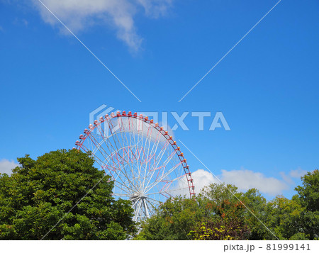 葛西臨海公園の大観覧車と青空の写真素材 葛西臨海公園の大観覧車と青空の写真素材