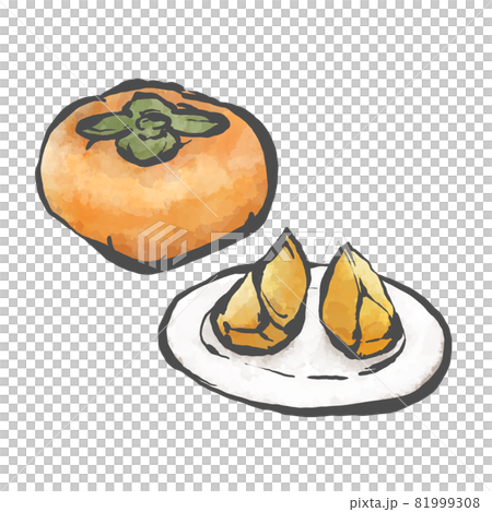 柿子的手繪毛筆繪畫風格插畫 柿子的手繪毛筆繪畫風格插畫 81999308