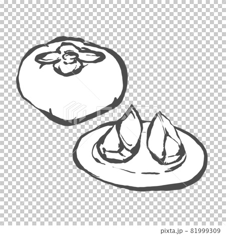 柿子的手繪毛筆繪畫風格插畫 柿子的手繪毛筆繪畫風格插畫 81999309