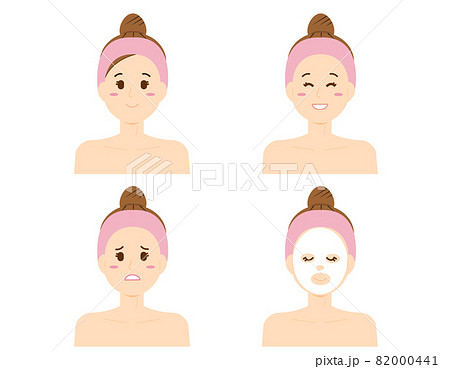 スキンケアをする女性のベクターイラスト 82000441