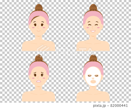 スキンケアをする女性のベクターイラスト 82000441