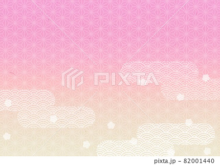 ピンク色和柄花柄のイラスト素材