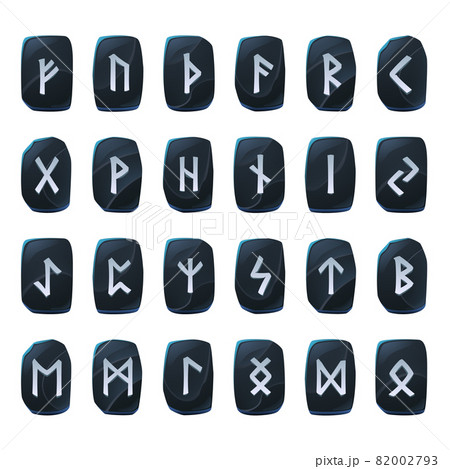 Set of onyx game runes, nordic ancient alphabet Set of onyx game runes, nordic ancient alphabet 82002793