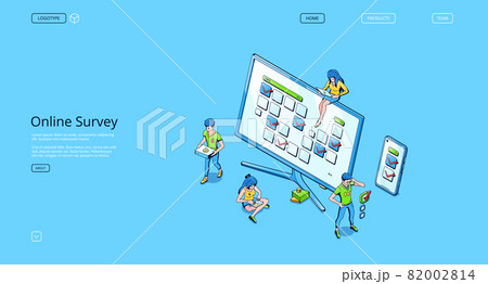 Vector landing page of online survey service Vector landing page of online survey service 82002814