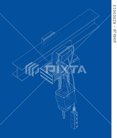 Winch or lifting machine concept outline. Vector 82003013
