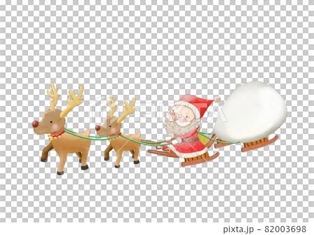 トナカイとソリでクリスマスプレゼントを届けているサンタクロース トナカイとソリでクリスマスプレゼントを届けているサンタクロース 82003698