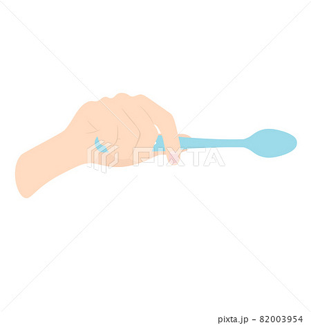 歯ブラシを持つ手のイラスト素材